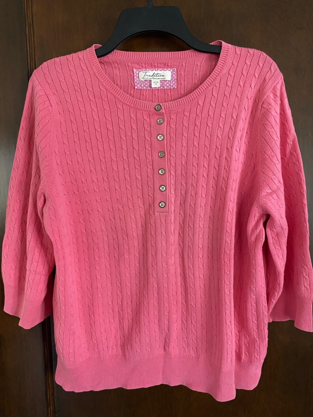 Cable Knit Pink Henley Sweater